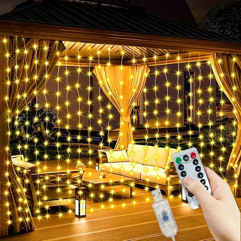 Kumandalı 300 LED Perde Işık 3x3 Metre 8 Fonksiyon