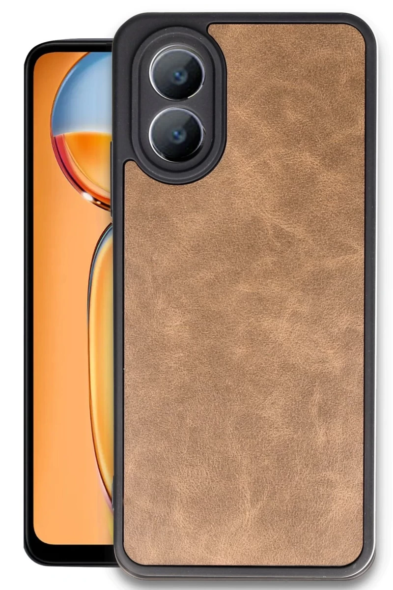 Oppo A38 Uyumlu Kılıf Aras Deri Kapak - Taba