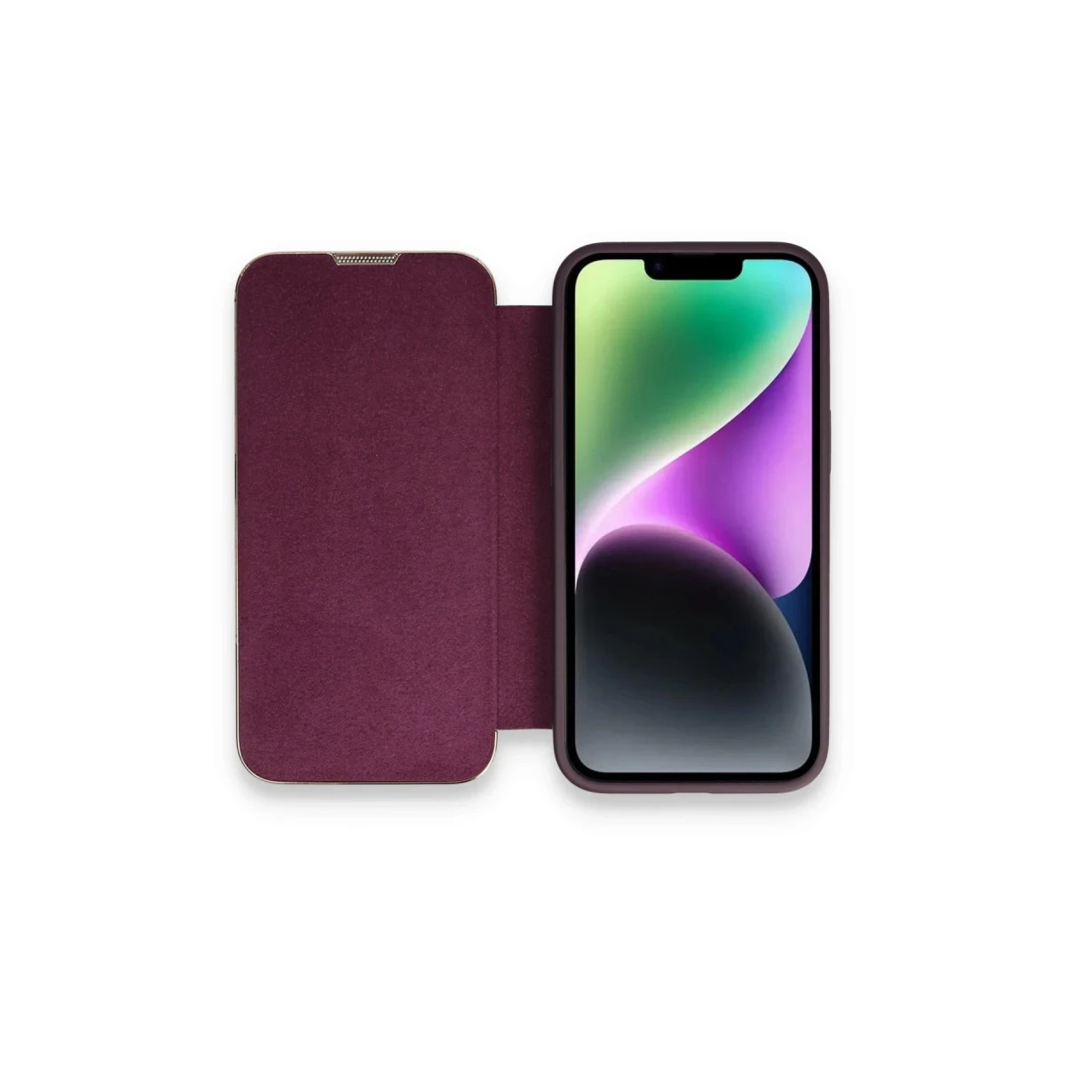 Apple iPhone 13 Pro Max Kılıf Dolpin Kapaklı - Derin Mor