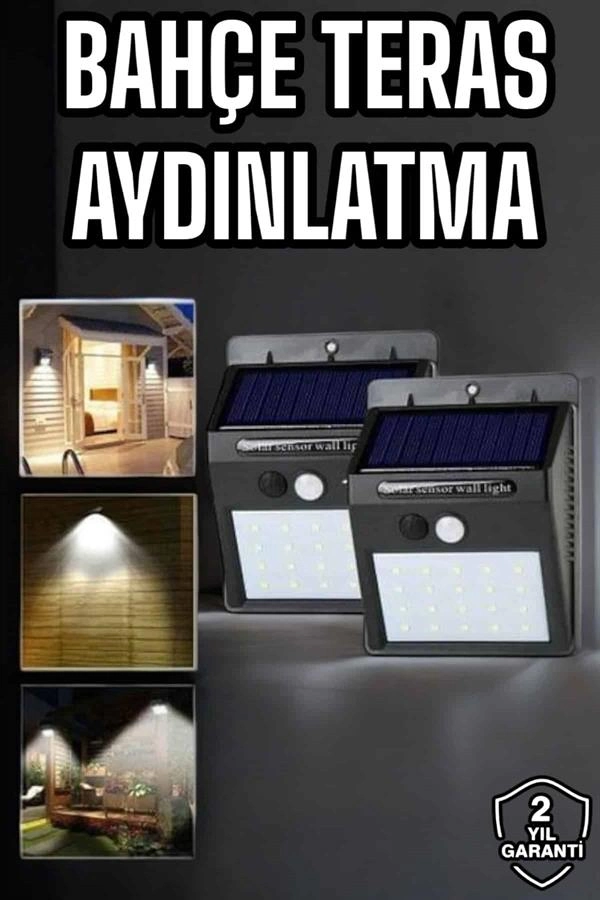 Hareket Sensörlü Solar Lamba Su Geçirmez Bahçe Yol 1 Adet