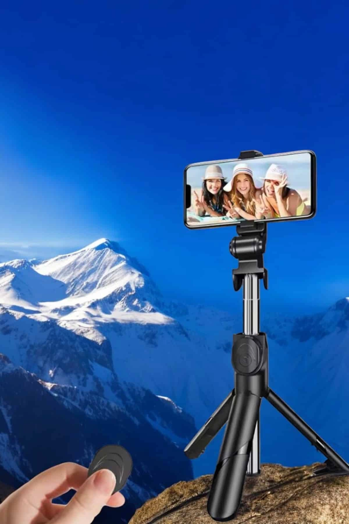 Siyah Tripod Selfie Çubuğu Kumandalı Telefon Tutucu 1 Adet