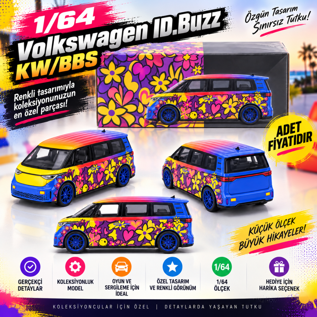 1/64 Volkswagen ID.Buzz KW/BBS (adet fiyatıdır)