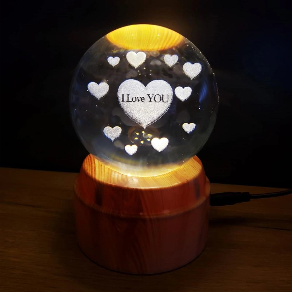 Şık Tasarım I Love You Cam Küre 8 cm Gece Lambası