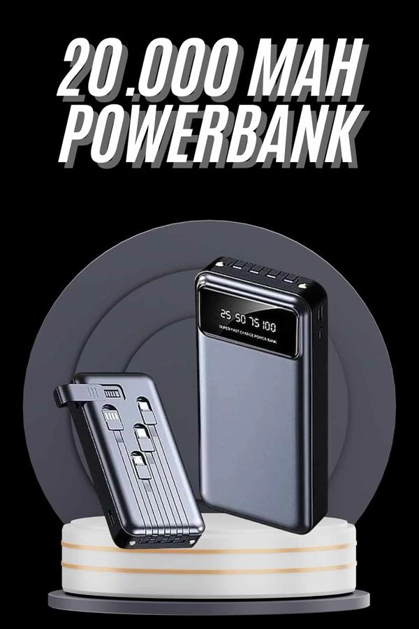 Güçlü 20.000 mAh Hızlı Şarjlı USB Powerbank Android ve iOS Uyumlu