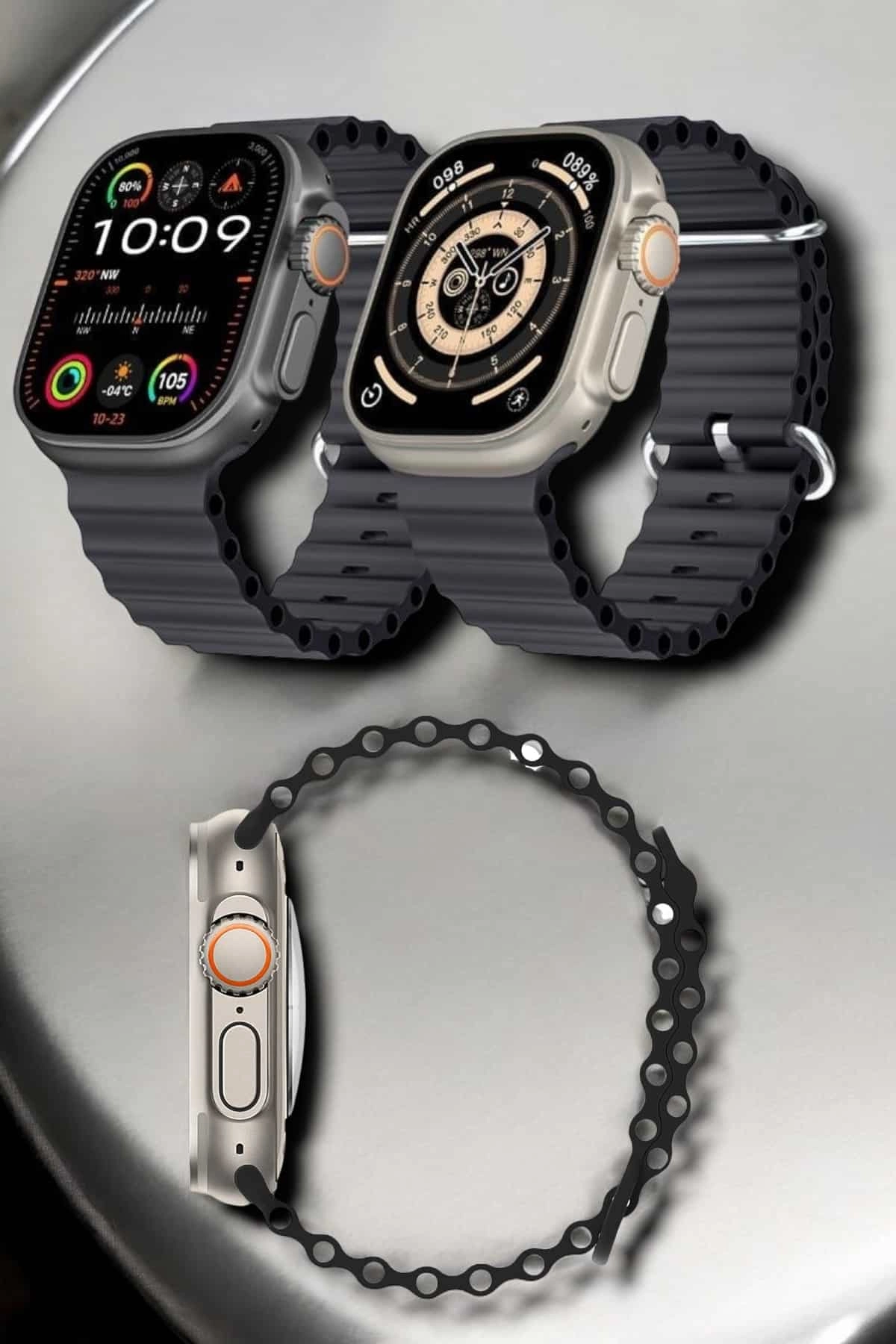 Şık Tasarımlı Ultra Akıllı Saat 49 MM Çift Kordon ile