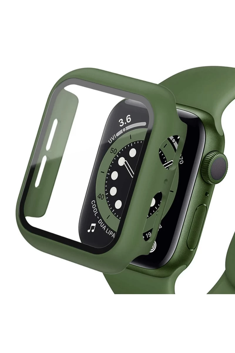 Apple Watch 40mm Uyumlu Camlı Kasa Ekran Koruyucu - Koyu Yeşil