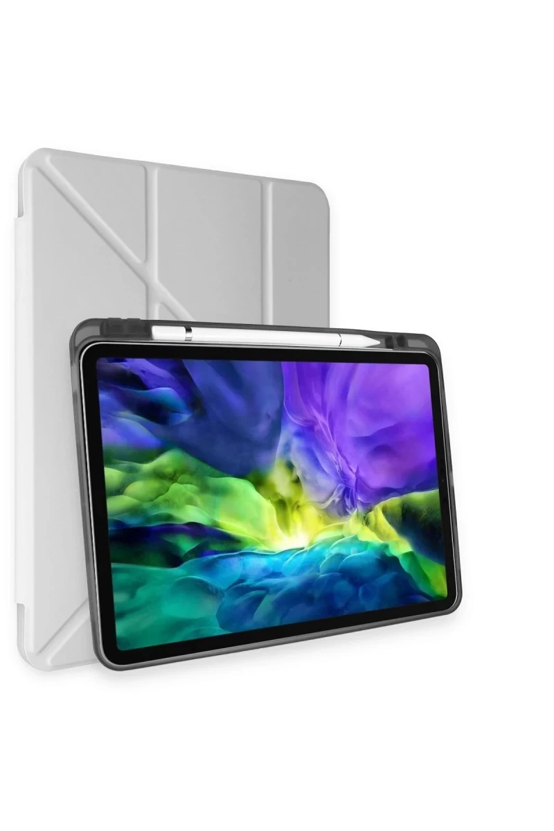 Samsung Galaxy Tab A9 Plus Kılıf Kalemlikli Mars Tablet Kılıfı - Gri