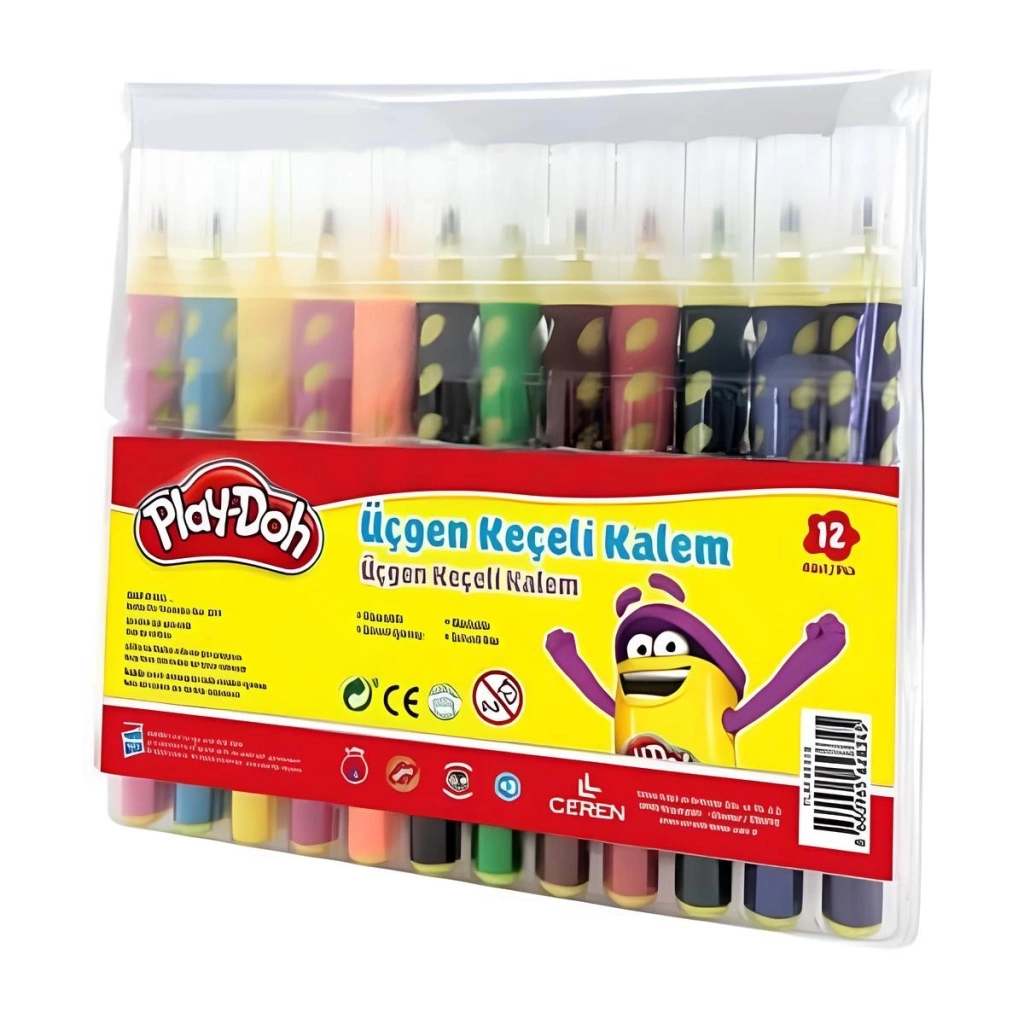 Renkli Üçgen Fırça Uçlu Kalem 12 Renk PP Kutu