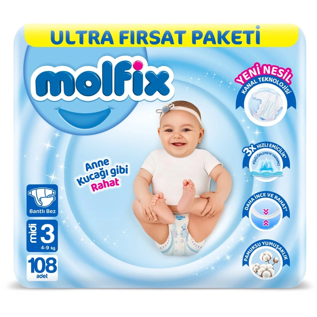 Ultra Fırsat Paket Bebek Bezi 4-9 Kg 108 Adet