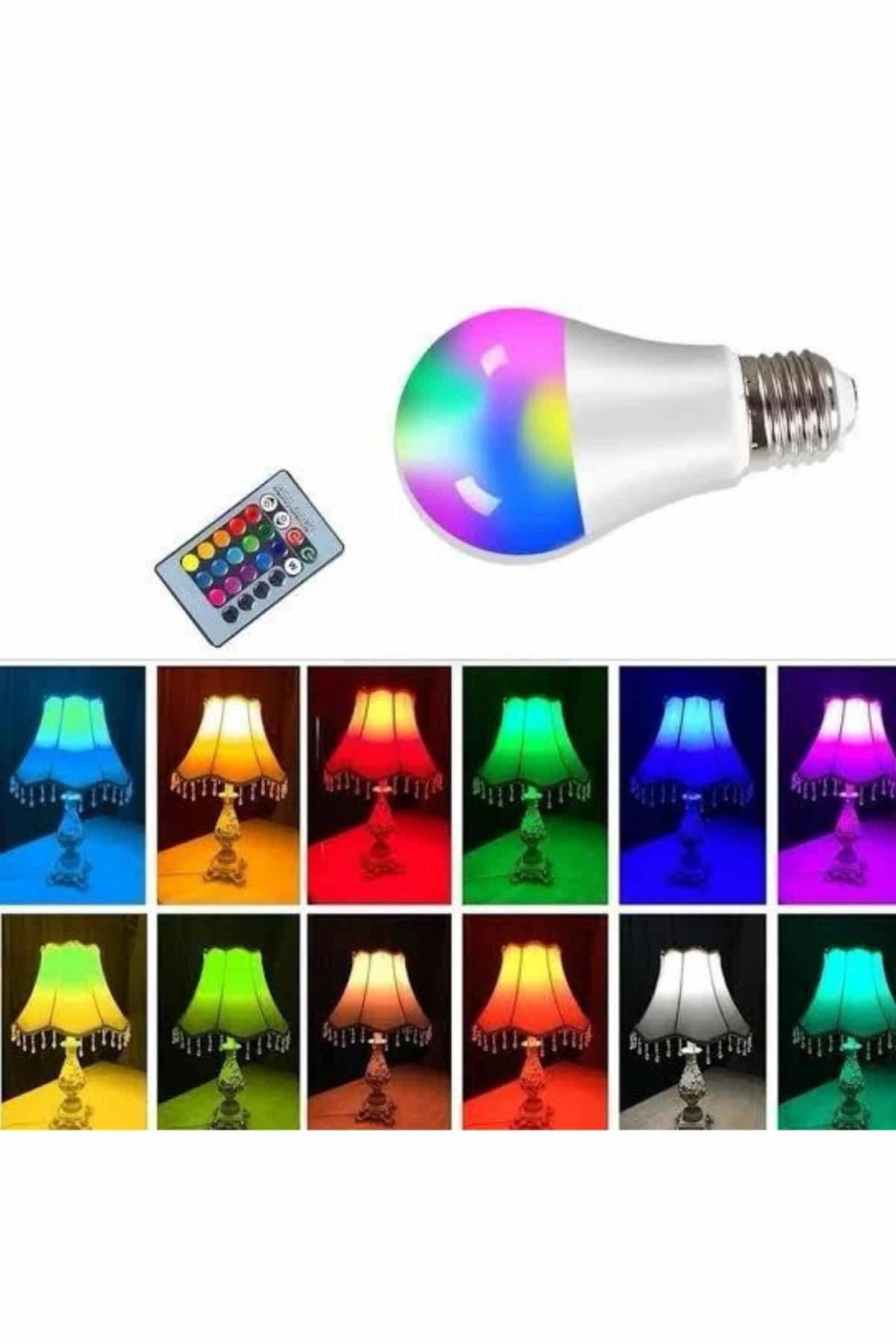 Kumandalı RGB Led Lamba E27 10 Watt Enerji Tasarruflu