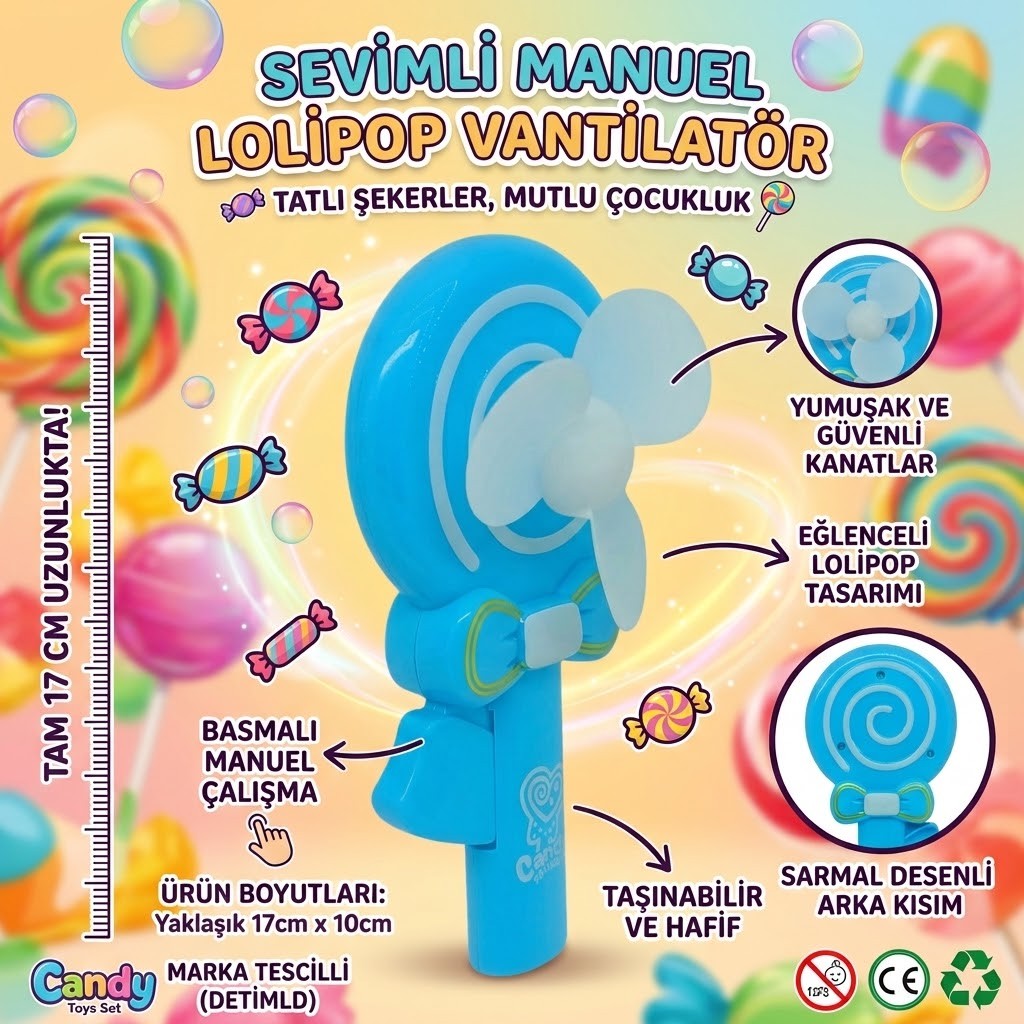 Lolipop Model El Fanı - Mavi