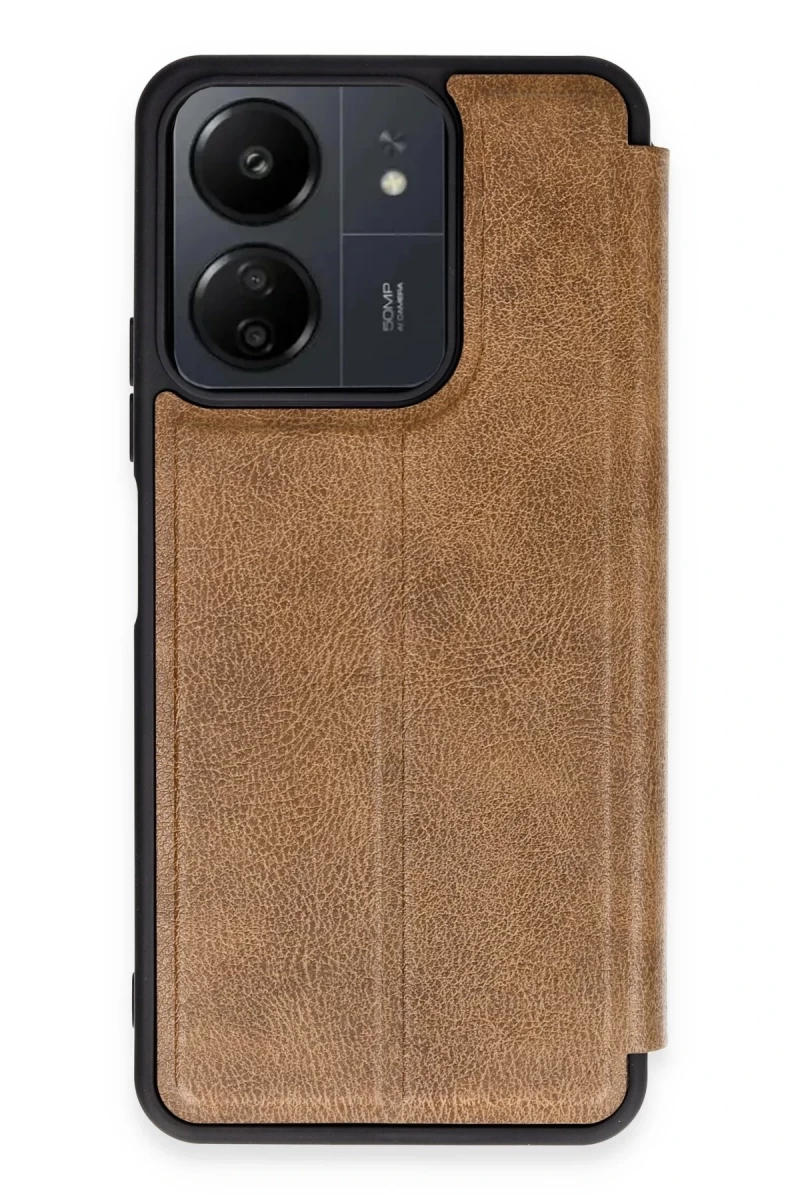 Xiaomi Redmi 13C Uyumlu Kılıf Flip Cover - Taba