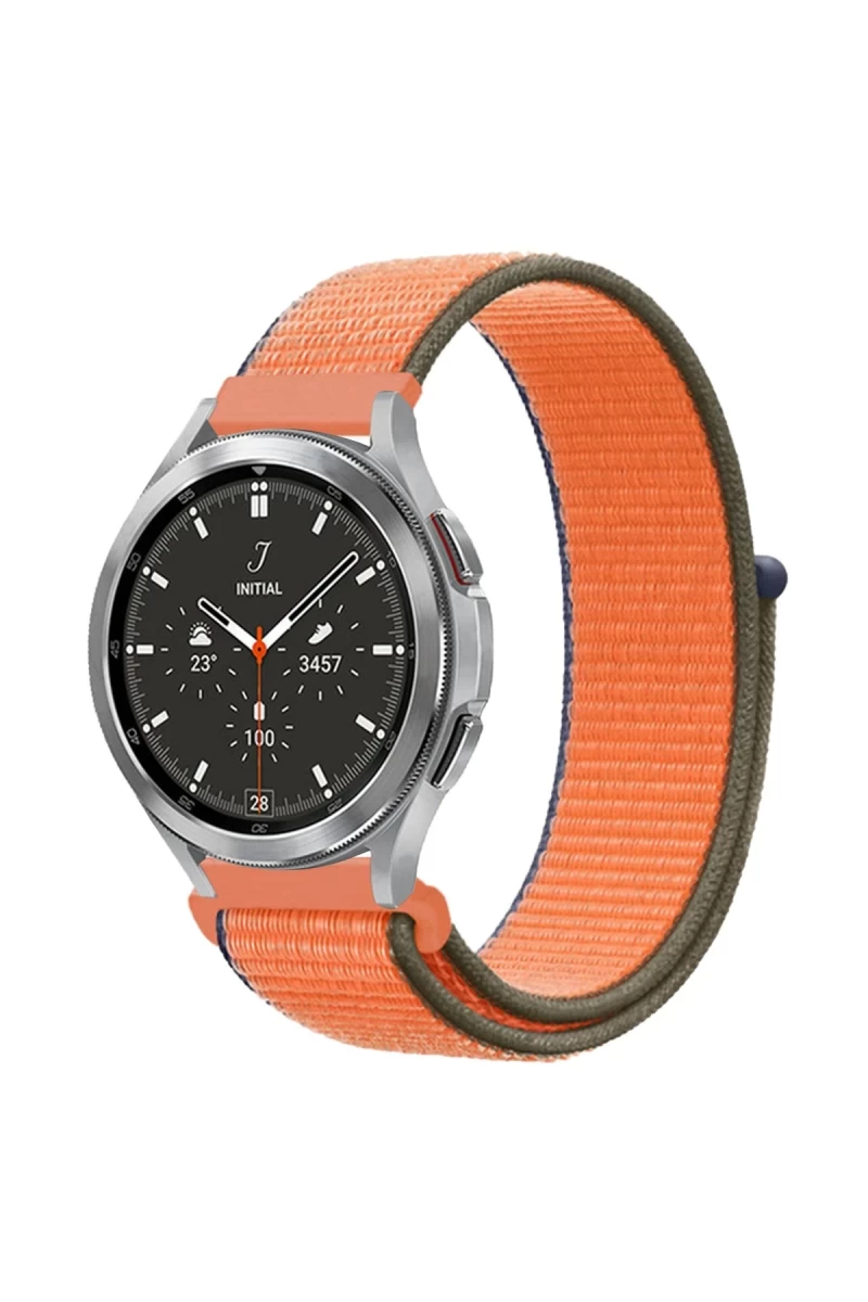Watch 22mm Uyumlu Hasırlı Cırtcırtlı Kordon - Turuncu