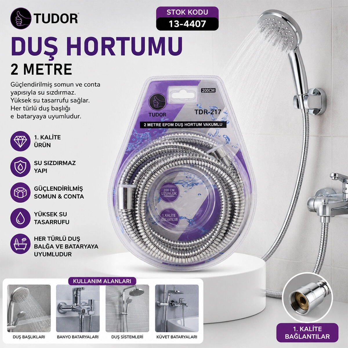 Uzun Duş Hortumu 200 cm Vakumlu Ambalajlı