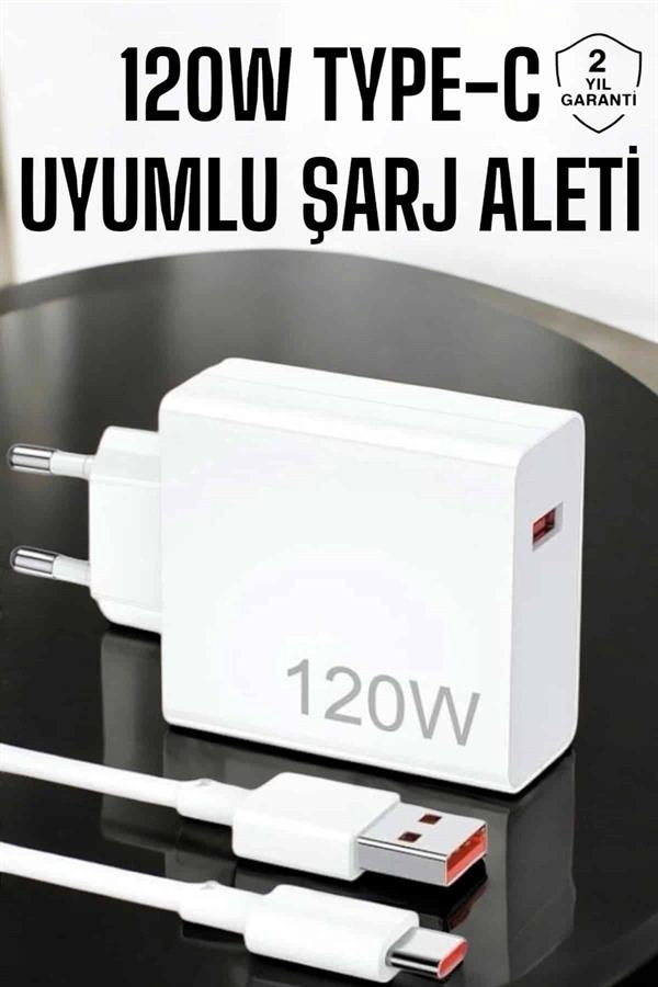 Turbo Hızlı Şarj Aleti 120W Type-C Uyumlu Seyahat İçin