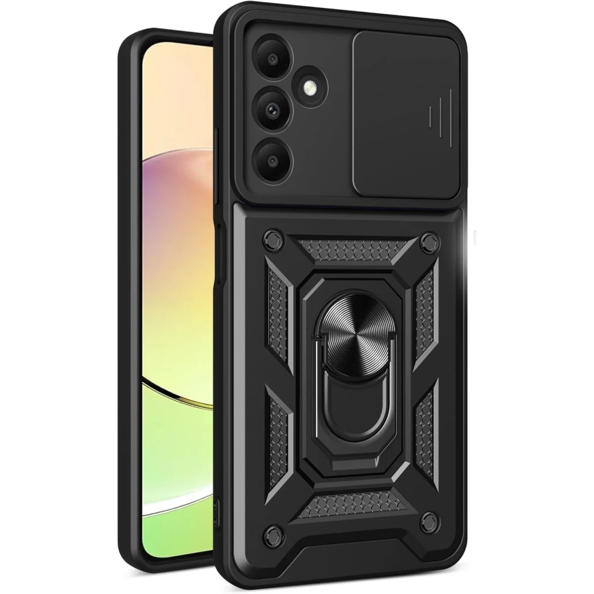 Samsung Galaxy M15 Kılıf Pars Lens Yüzüklü Silikon - Siyah