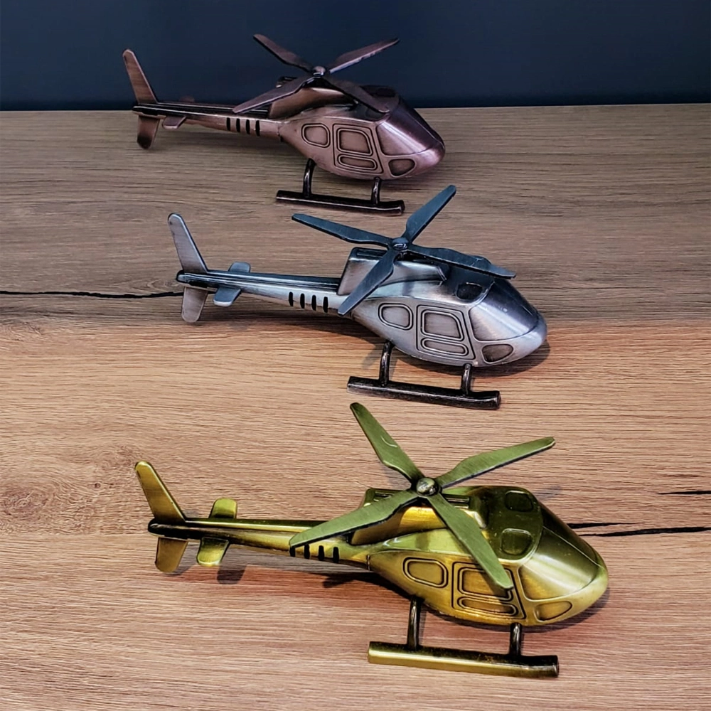 Vintage Tasarımlı Dekoratif Metal Helikopter 12.5x5x5.5 cm