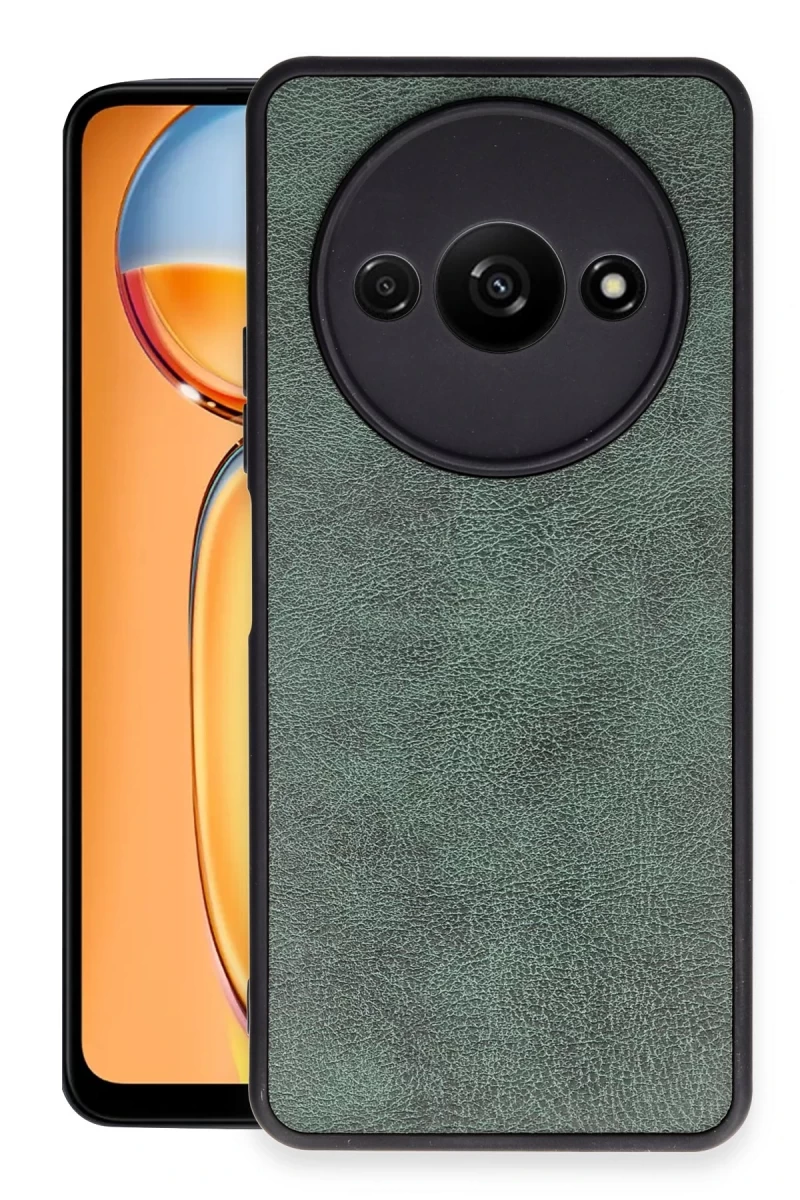 Xiaomi Redmi A3 4G Uyumlu Kılıf Aras Deri Kapak - Koyu Yeşil