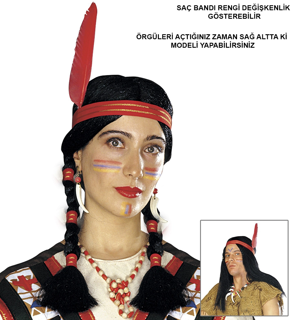 Etnik Tüylü Örgülü Peruğu 1 Adet Bohem Stil