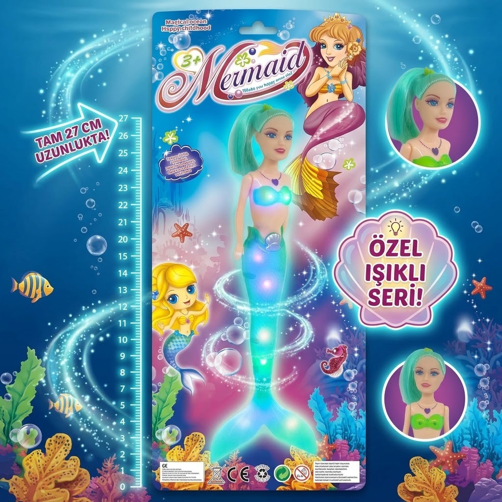 Sihirli Deniz Kızı Işıklı Bebek - Yeşil