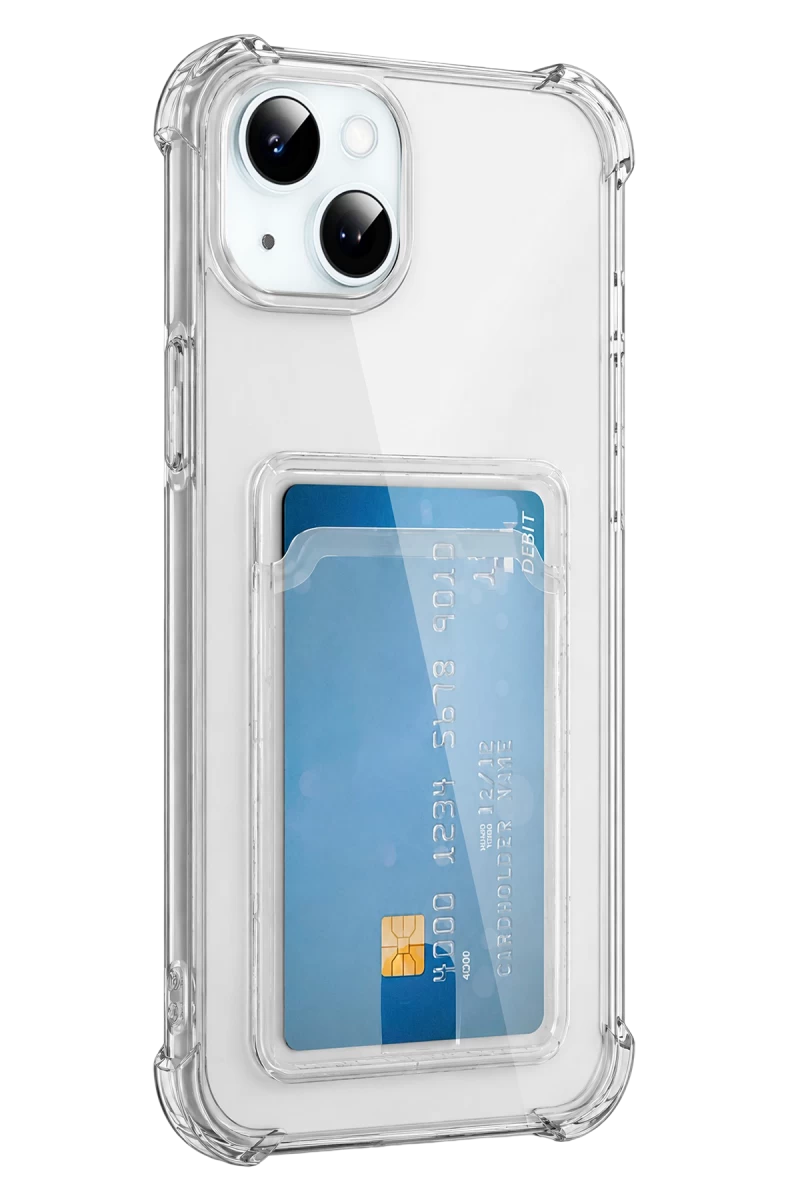 Apple iPhone 15 Uyumlu Kılıf Kart Şeffaf Silikon - Şeffaf