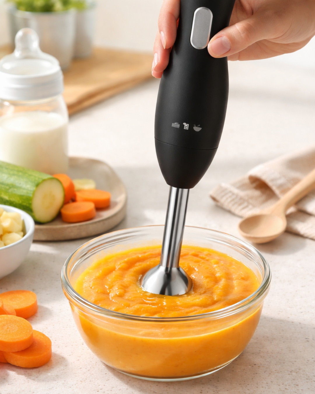 Ergonomik Tasarımlı El Blenderı Paslanmaz Çelik Metal Blender Ayağı