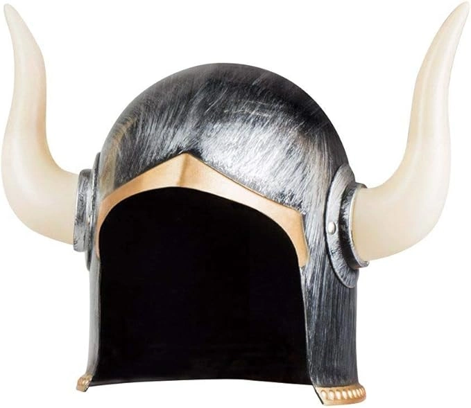 Viking Tarzı Boynuzlu Ivar Kaskı Gümüş Renk Eskitilmiş Desen