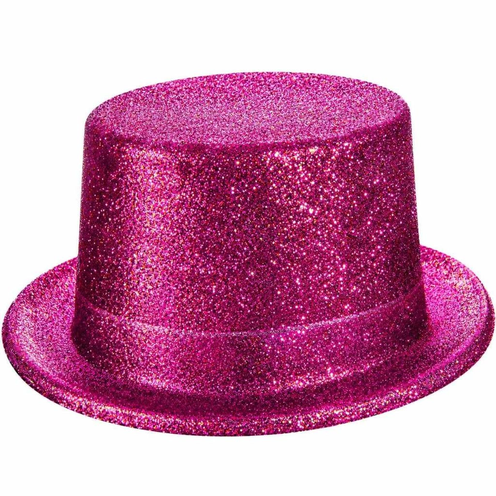 Simli Glitter Silindir Parti Şapkası 1 Adet Fuşya Renk