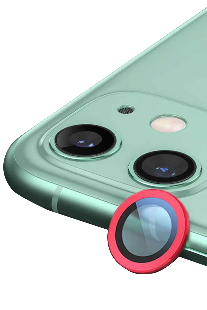 Apple iPhone 12 Uyumlu Raze Metal Kamera Lens - Kırmızı