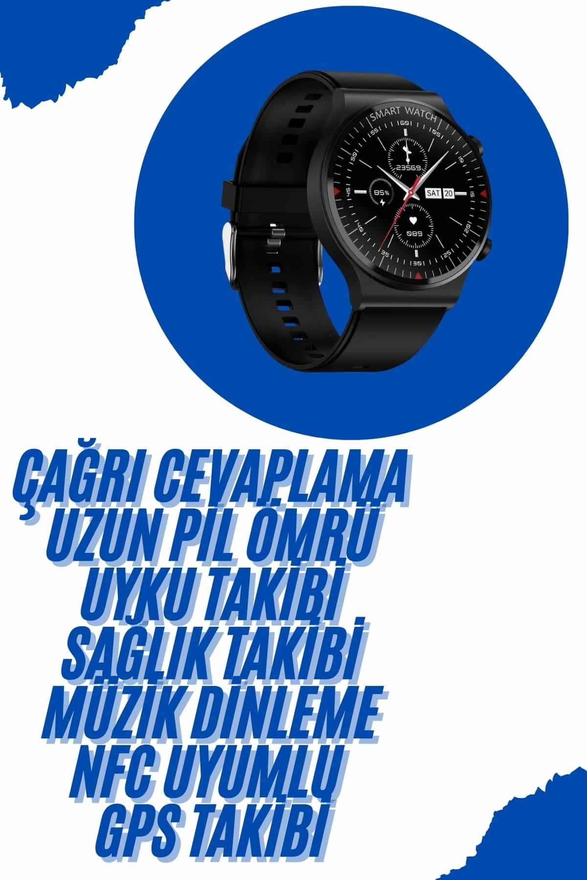 Yeni Nesil Akıllı Saat Üç Kordonlu Nabız Ölçer
