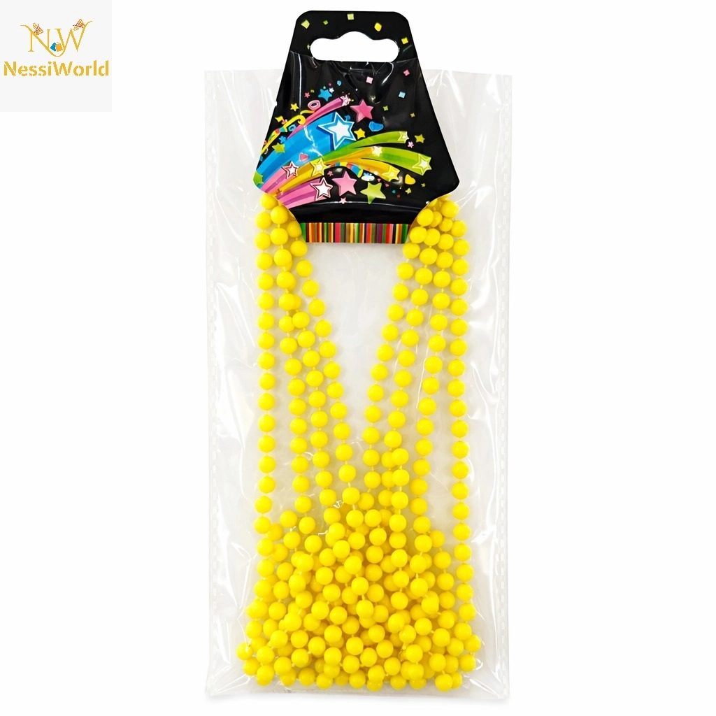 Retro Parti Aksesuarı Neon Sarı Boncuk Kolye 80 cm