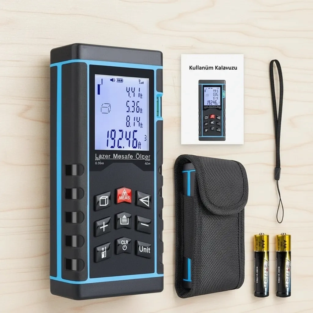 40 Metre Hassas Lazermetre Ölçer LCD Dijital Ekran Su Terazili Lazerli Mesafe Ölçüm Cihazı