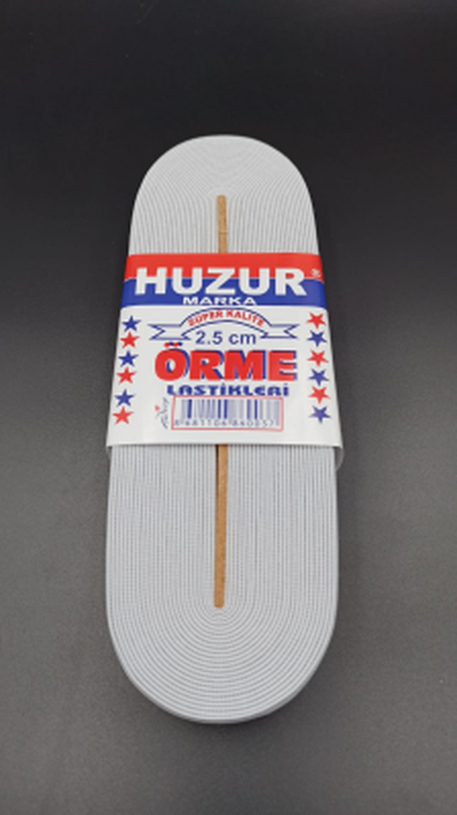 Beyaz - 2.5CM Paça Lastik Geniş 10MT.
