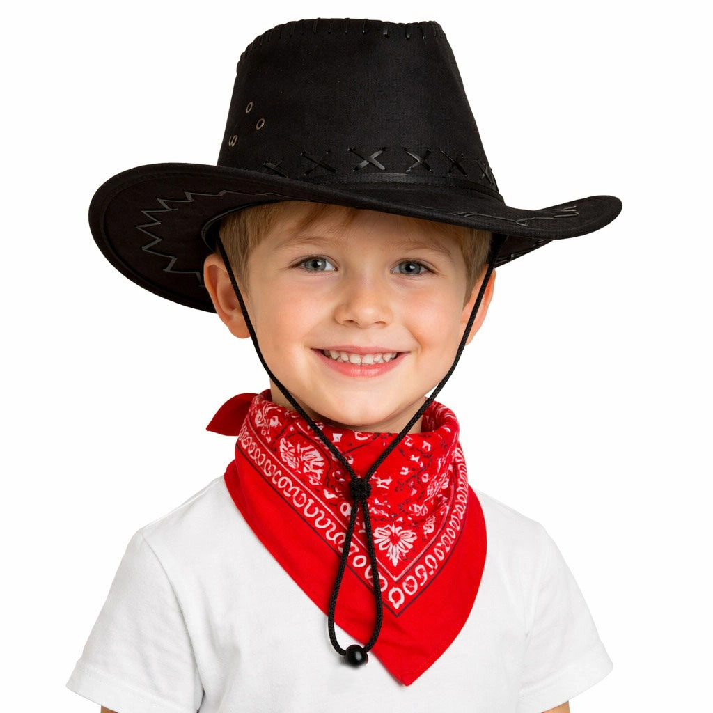 Eğlenceli Kovboy Şapka ve Kırmızı Bandana Seti