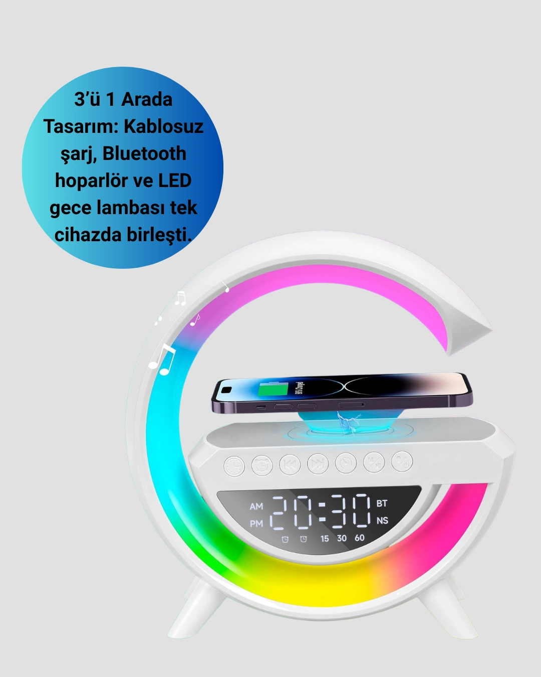 Şık Tasarımlı Kablosuz Şarjlı LED Atmosfer Lambası 15W