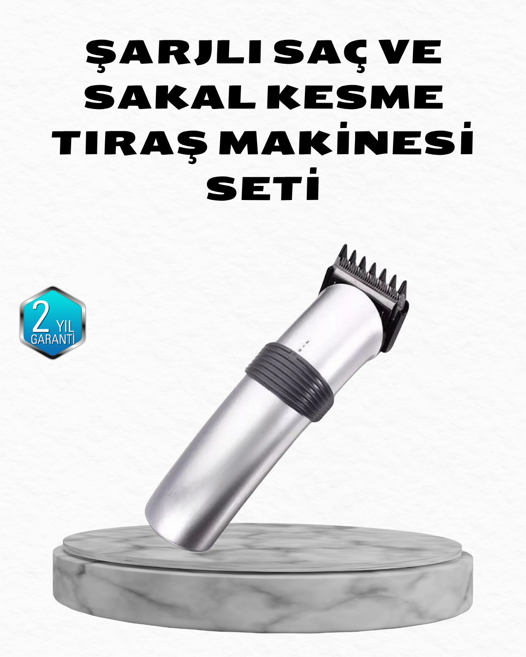 Profesyonel Şarjlı Saç ve Sakal Kesme Makinesi – Paslanmaz Çelik Bıçaklı, Ergonomik ve Sessiz Motorlu