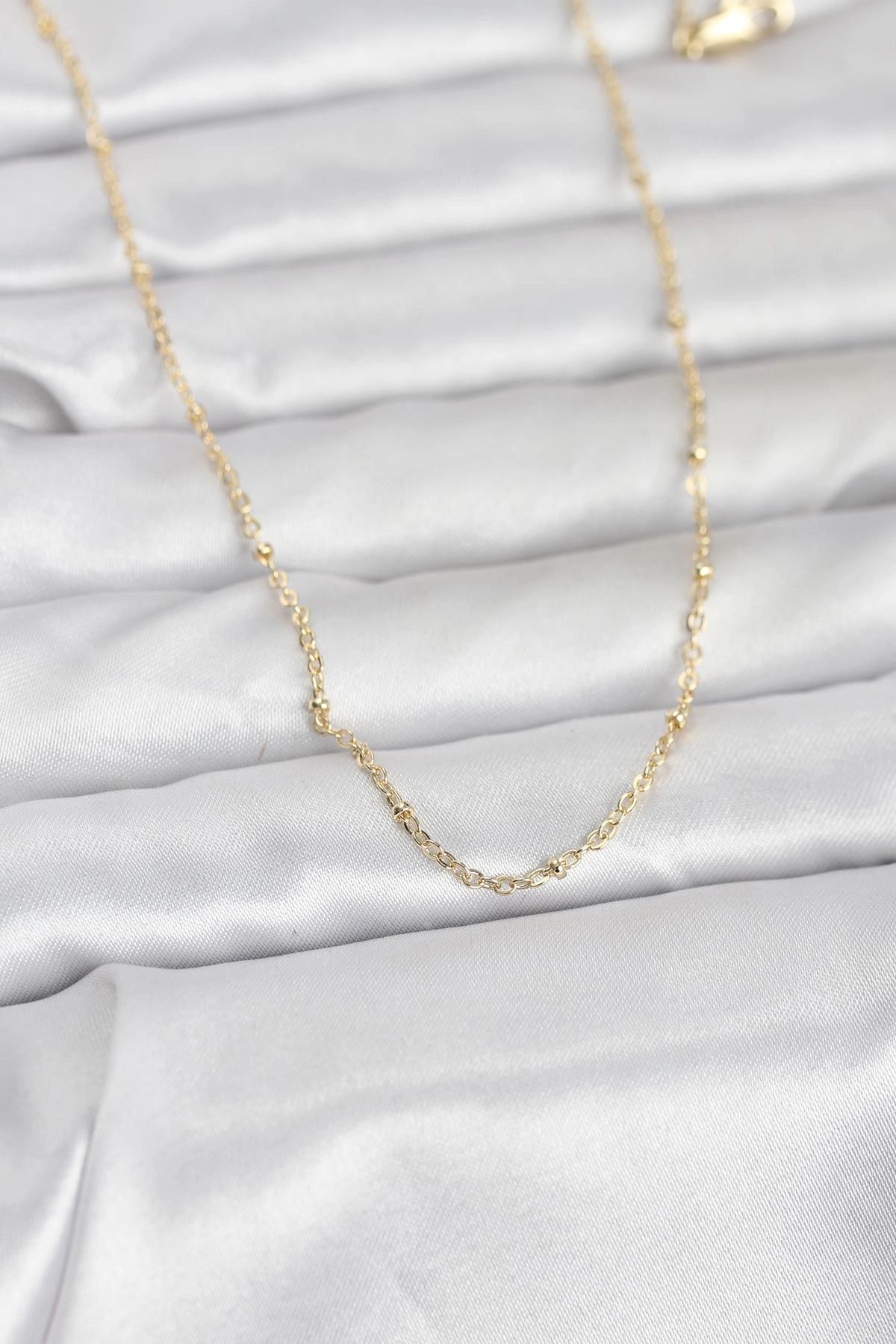 Şık Gold Renk Burgu Kadın Kolye 60 cm Uzunluk