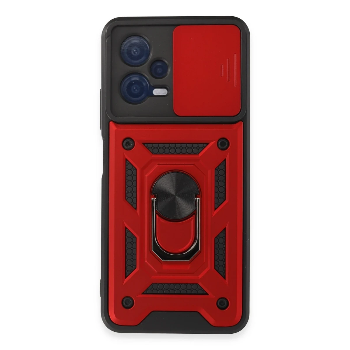 Xiaomi Redmi Note 12 5G Kılıf Pars Lens Yüzüklü Silikon - Kırmızı