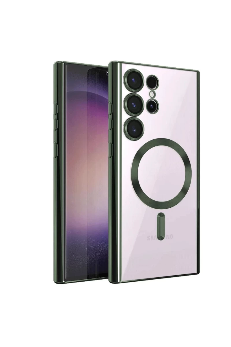 Samsung Galaxy S24 Ultra Uyumlu Kılıf Kross Magneticsafe Kapak - Koyu Yeşil