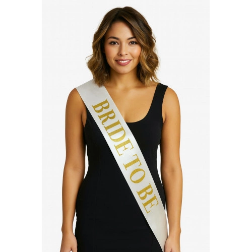 Kalın Altın Yazılı Bride To Be Kuşağı 10 cm Genişlik