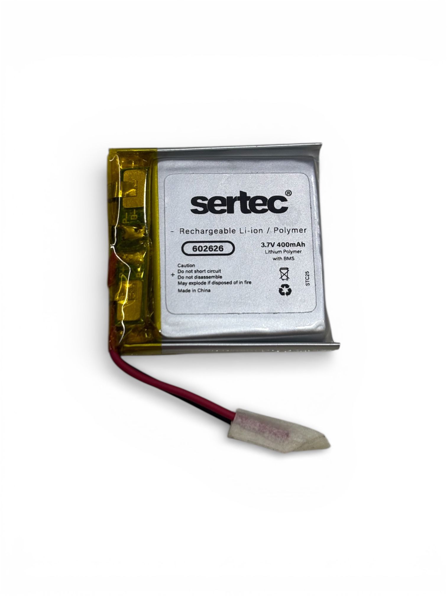 602626 3.7V 400mAh Li-Polymer Pil (Devreli/1.5A)