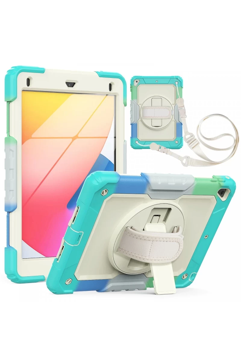 Apple iPad 5 Air 9.7 Kılıf Tablet Rainbow Kapak - Turkuaz