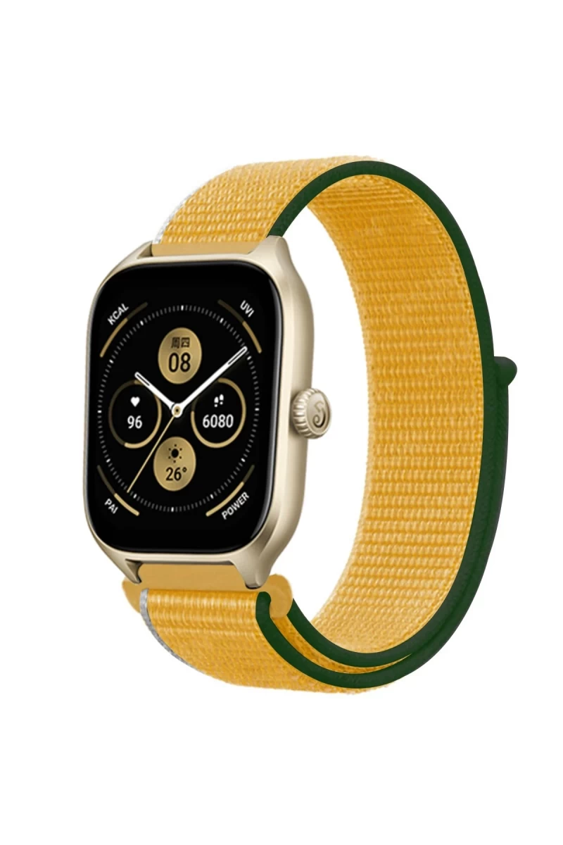 Watch 22mm Uyumlu Hasırlı Cırtcırtlı Kordon - Sarı