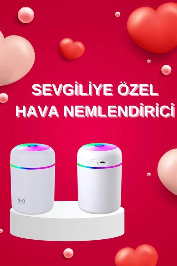 Portatif LED Işıklı Hava Nemlendirici 300 ml USB Şarjlı