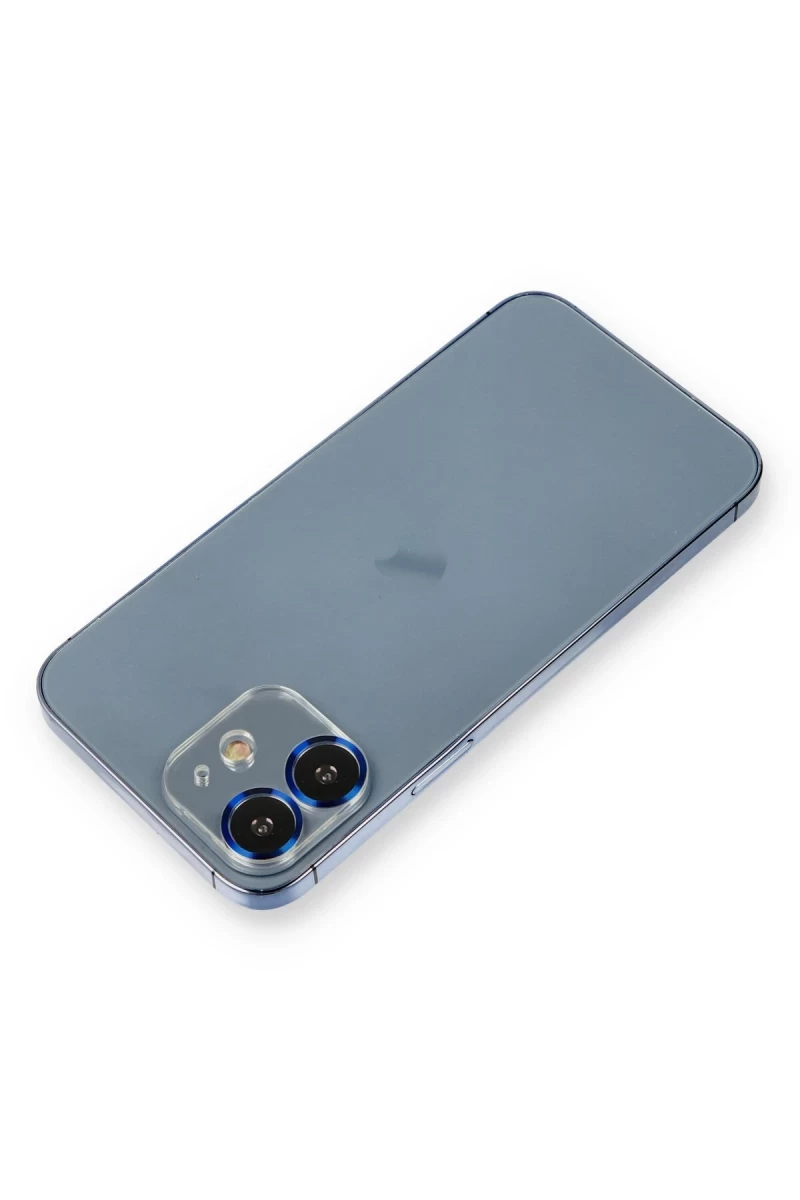 Apple iPhone 12 Uyumlu Metal Kamera Lens Koruma Cam - Mavi
