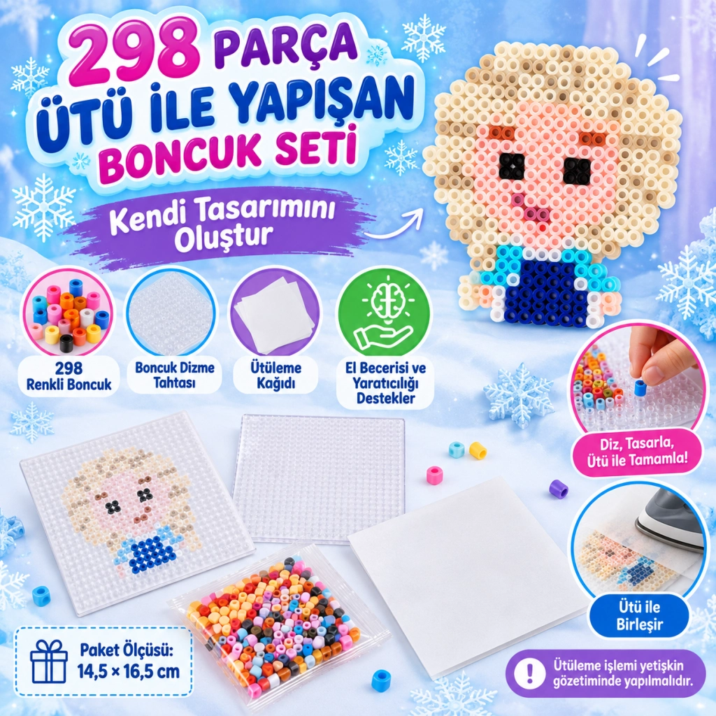 Yapışkan Boncuk Seti 1 Adet Ütü ile Kullanım