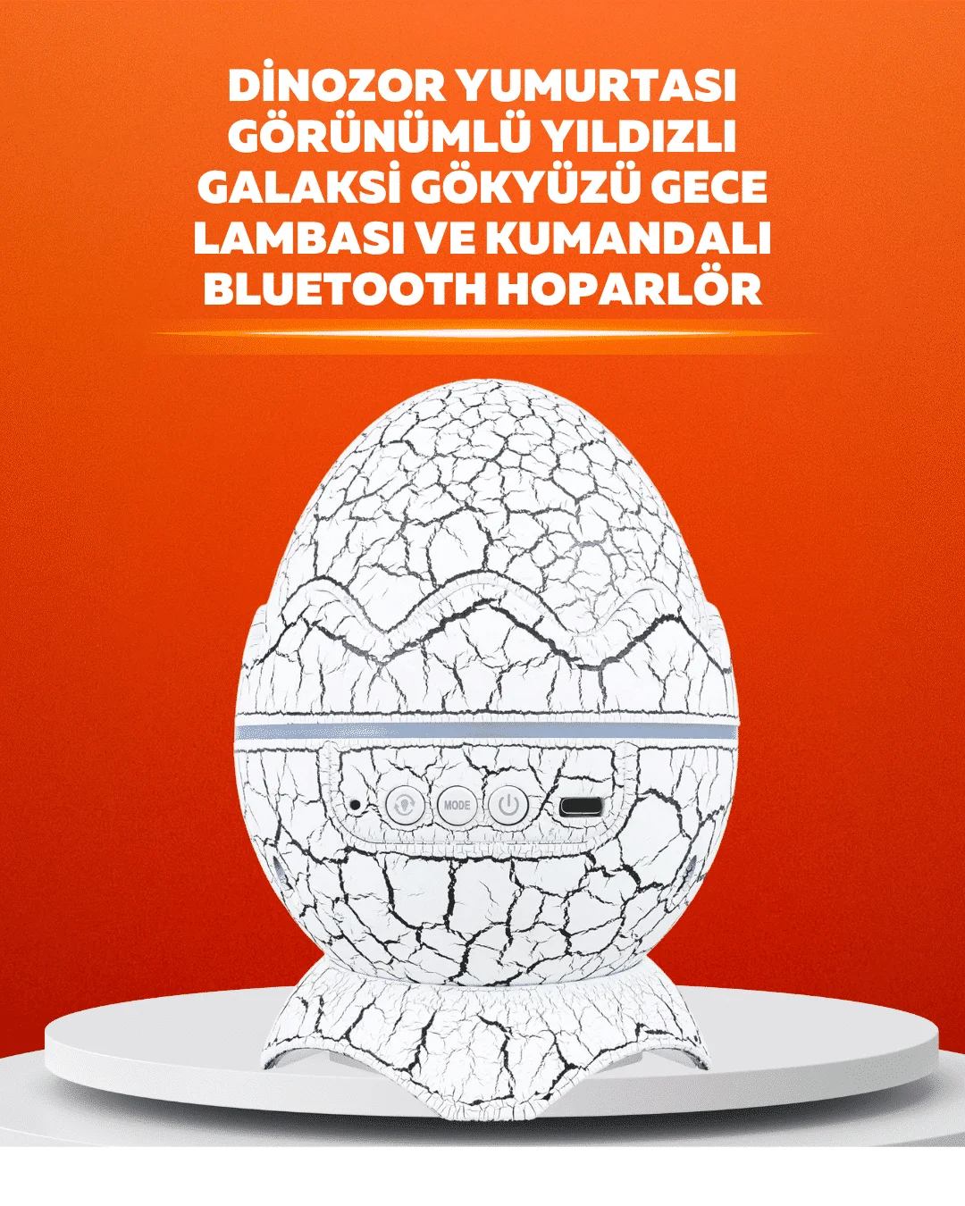 Dinozor Yumurtası Tasarımlı Projektörlü Gece Lambası