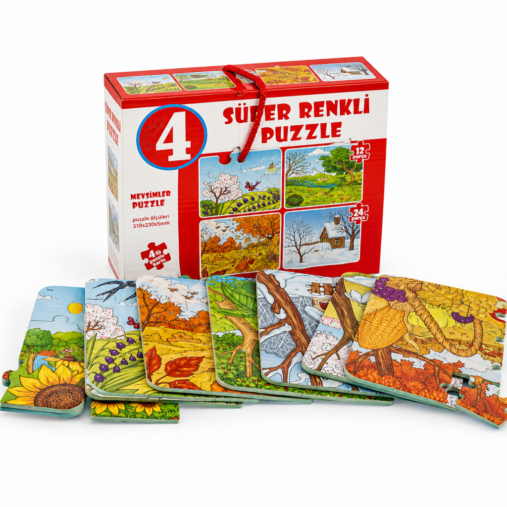 2488 Mevsimler Süper Renkli Puzzle 4LÜ