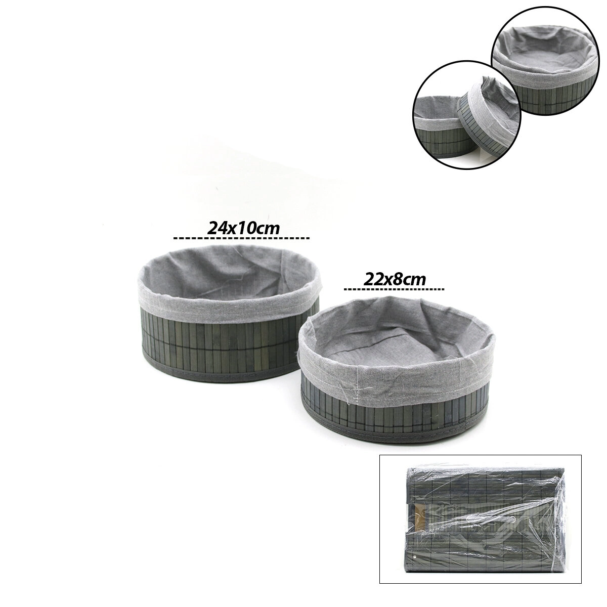 Yuvarlak Bambu Kenar Organizer Sepet 22x24cm Ahşap Altlık