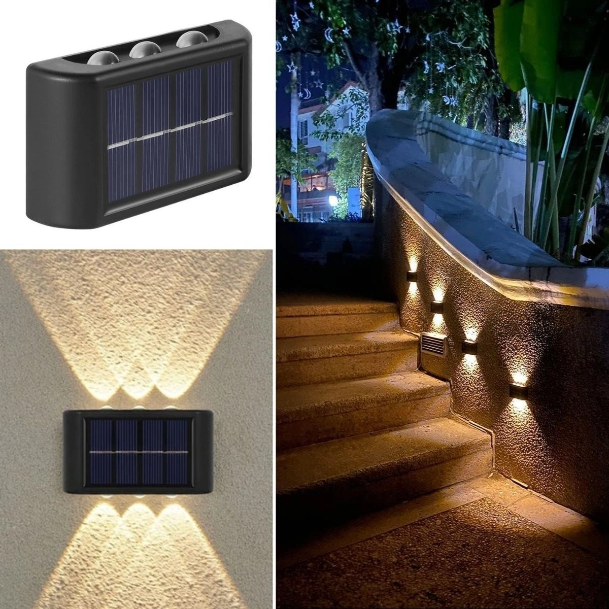 Dekoratif Duvar Monteli 6 Ledli Güneş Enerjili Aplik